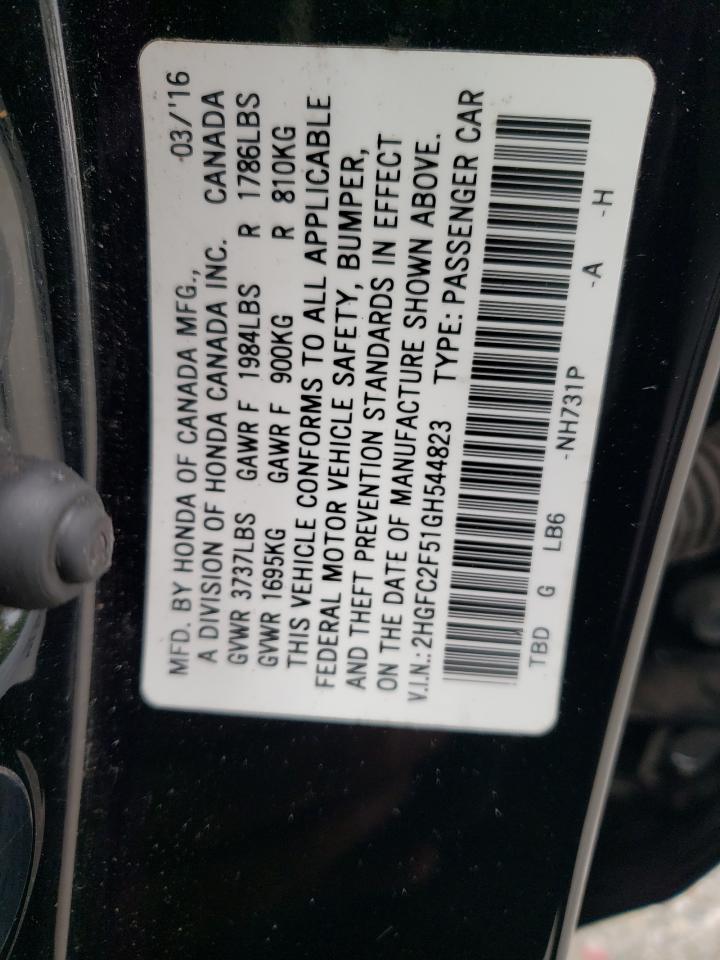 2HGFC2F51GH544823 2016 Honda Civic Lx