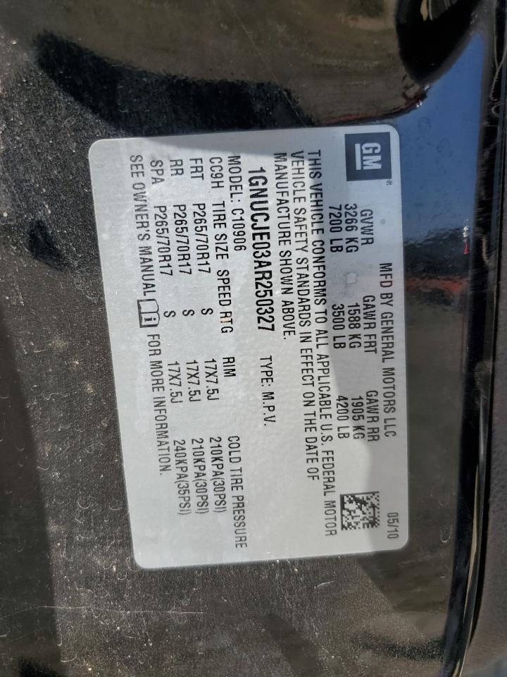 2010 Chevrolet Suburban C1500 Lt VIN: 1GNUCJE03AR250327 Lot: 73121334