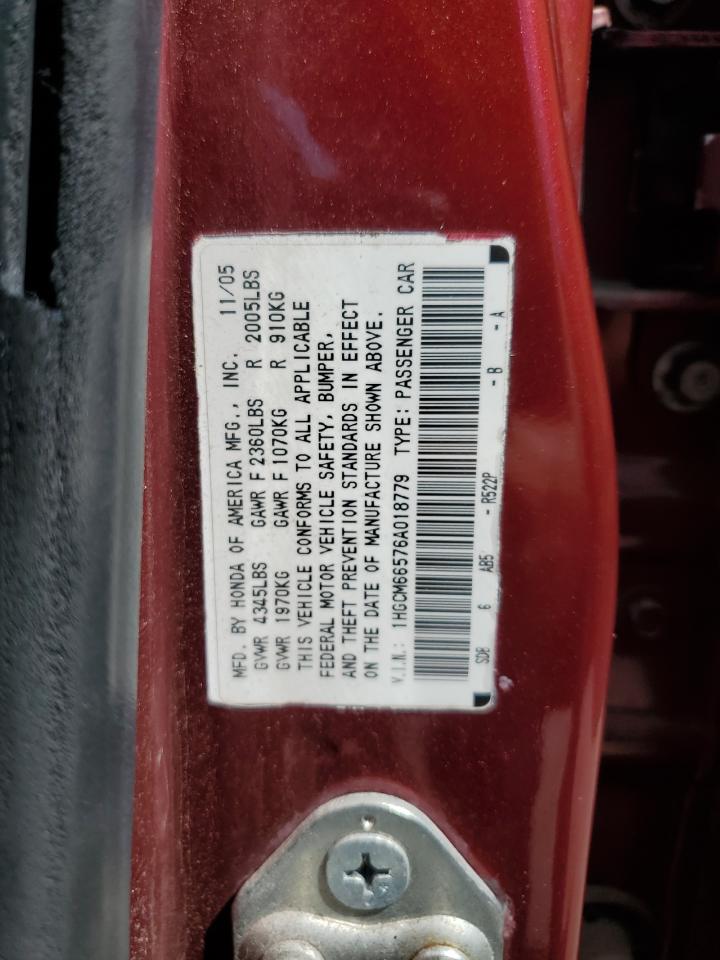 2006 Honda Accord Ex VIN: 1HGCM66576A018779 Lot: 71683324