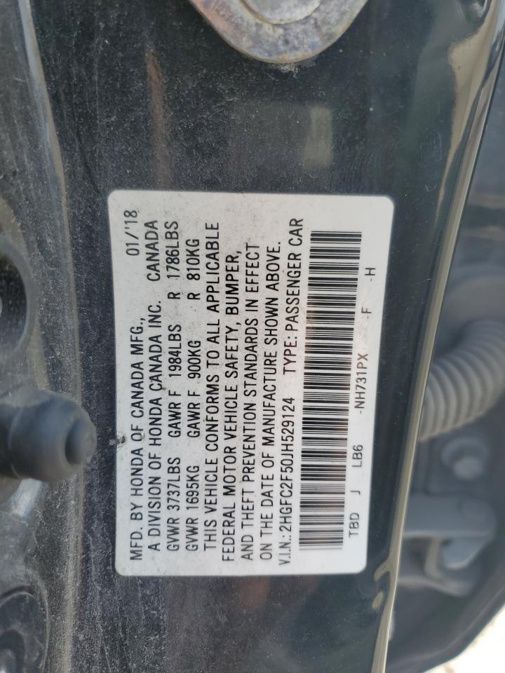 2HGFC2F50JH529124 2018 Honda Civic Lx