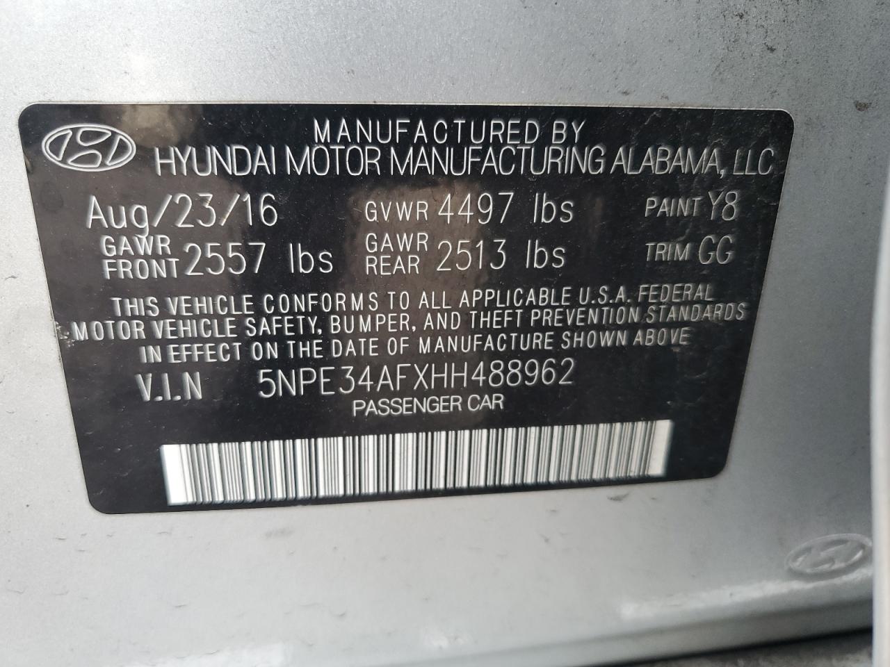 5NPE34AFXHH488962 2017 Hyundai Sonata Sport