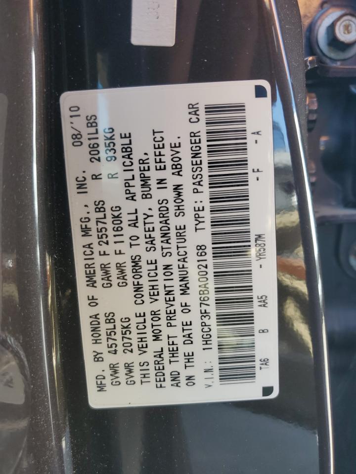 1HGCP3F76BA002168 2011 Honda Accord Ex