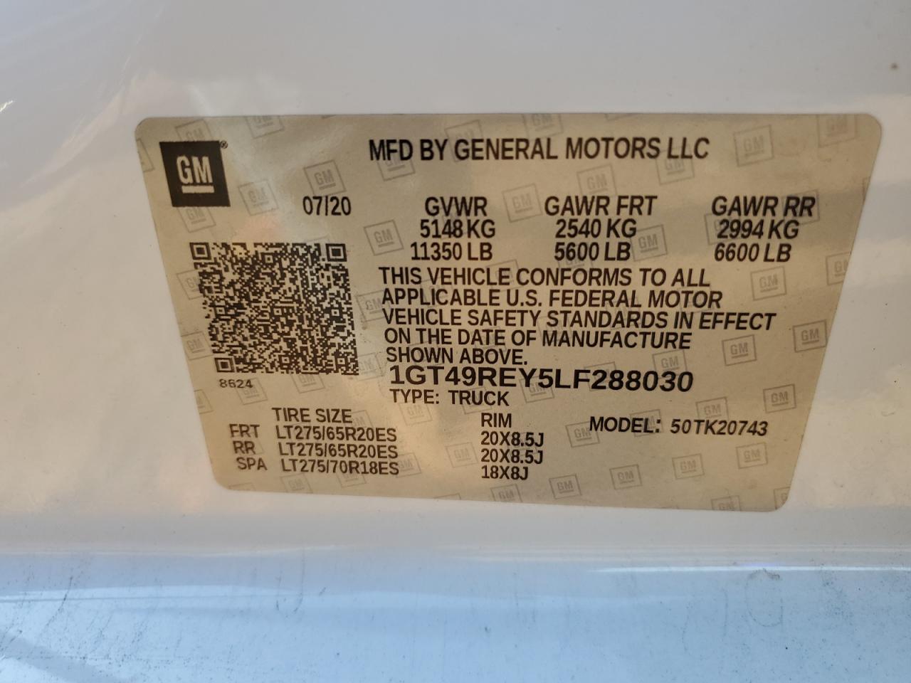 1GT49REY5LF288030 2020 GMC Sierra K2500 Denali