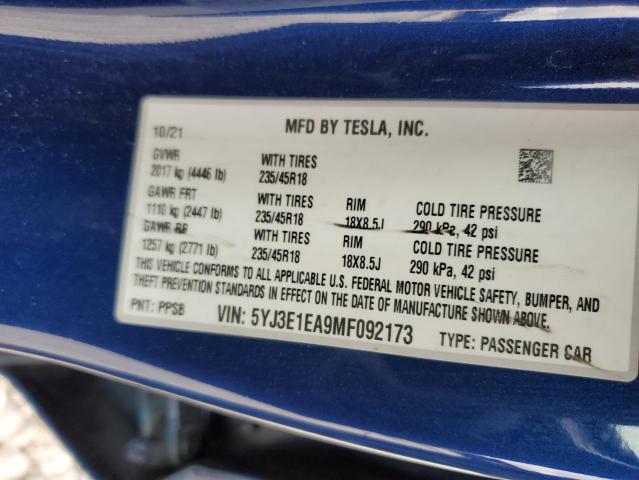 5YJ3E1EA9MF092173 Tesla Model 3  12