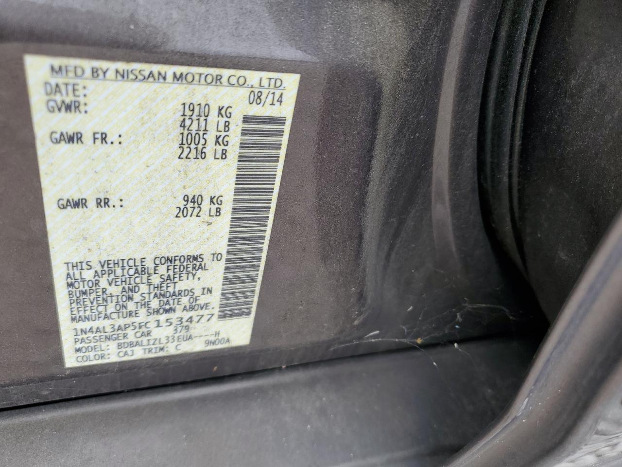 1N4AL3AP5FC153477 2015 Nissan Altima 2.5