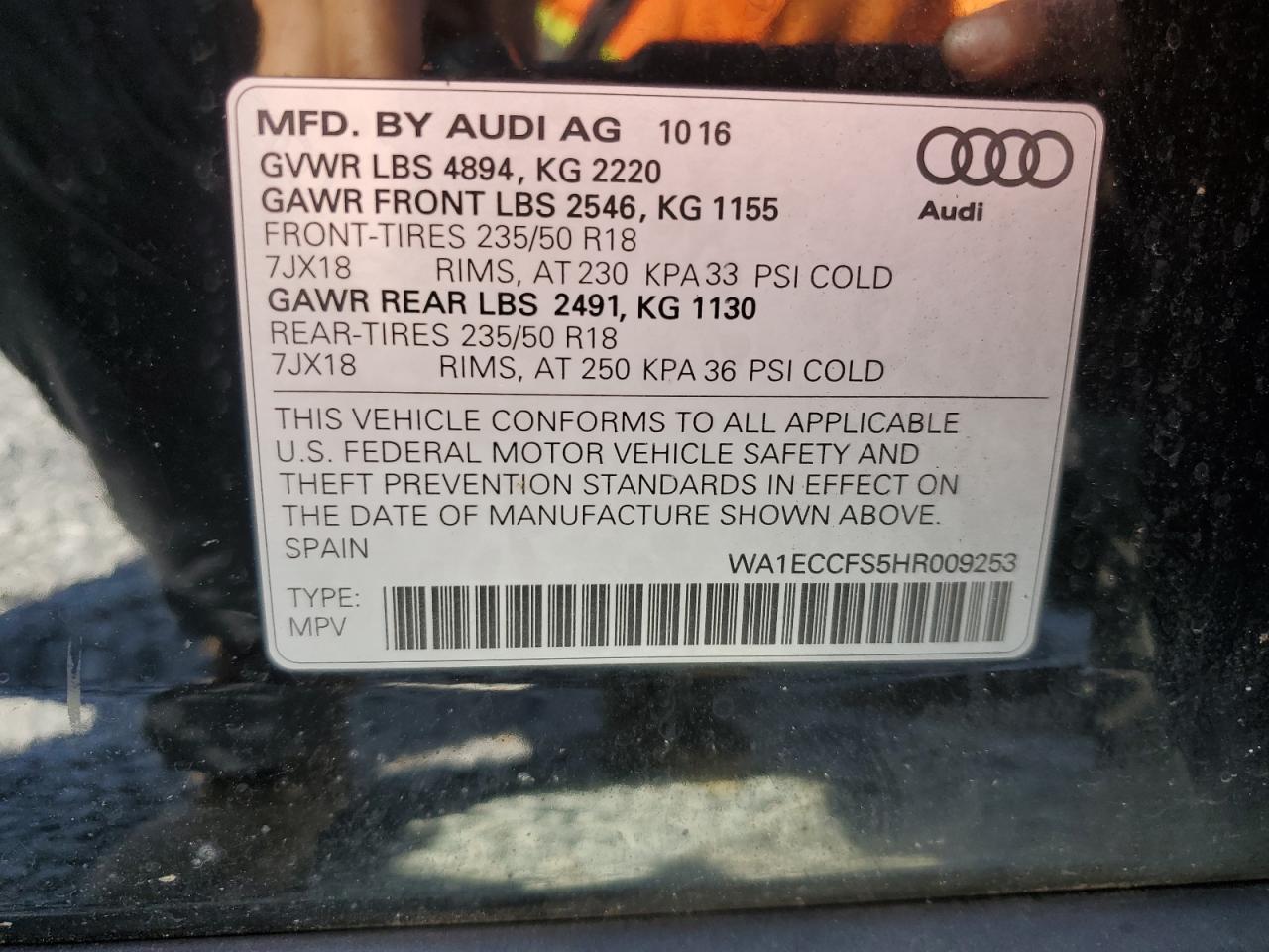 2017 Audi Q3 Premium VIN: WA1ECCFS5HR009253 Lot: 70374944