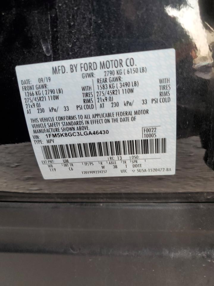 2020 Ford Explorer St VIN: 1FM5K8GC3LGA46430 Lot: 70932384