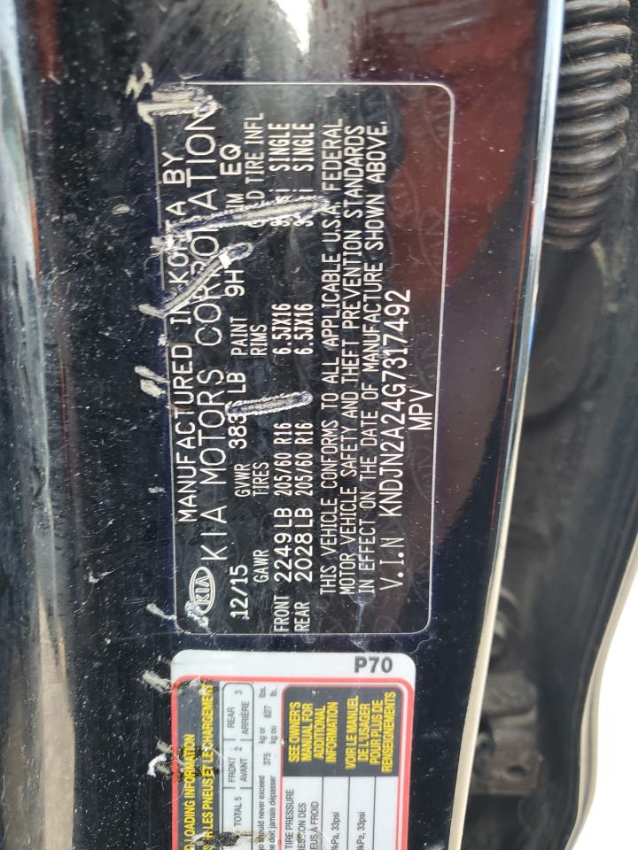 2016 Kia Soul VIN: KNDJN2A24G7317492 Lot: 71411224