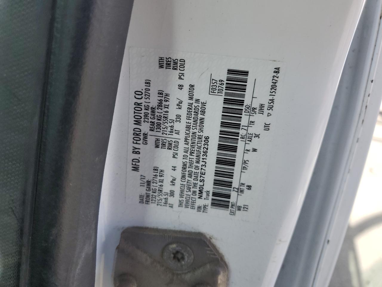 NM0LS7E73J1362306 2018 Ford Transit Connect Xl