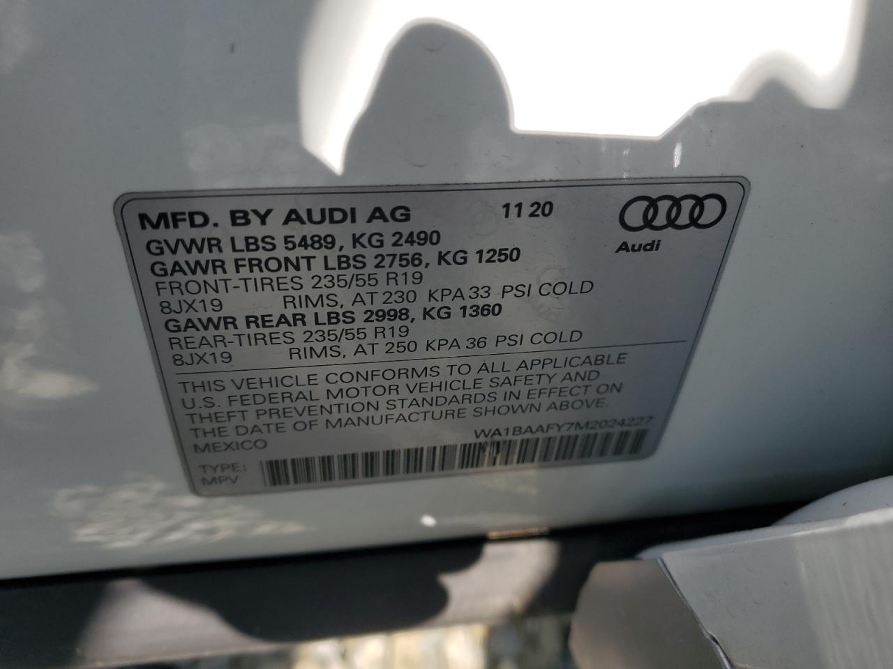 2021 Audi Q5 Premium Plus VIN: WA1BAAFY7M2024227 Lot: 67748394