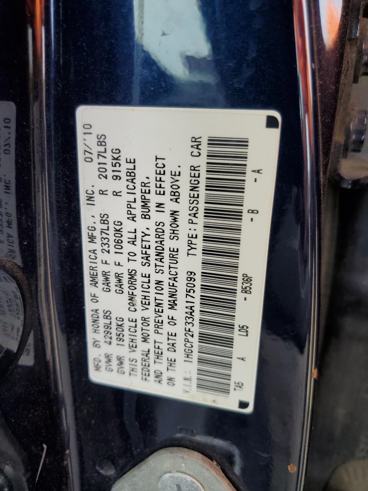 1HGCP2F33AA175099 2010 Honda Accord Lx