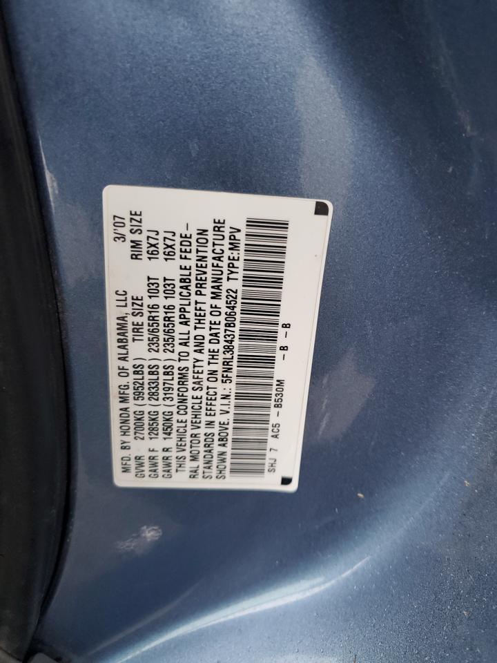 5FNRL38437B064522 2007 Honda Odyssey Ex