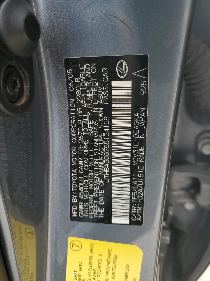 2005 Lexus Es 330 VIN: JTHBA30G755134159 Lot: 70336554