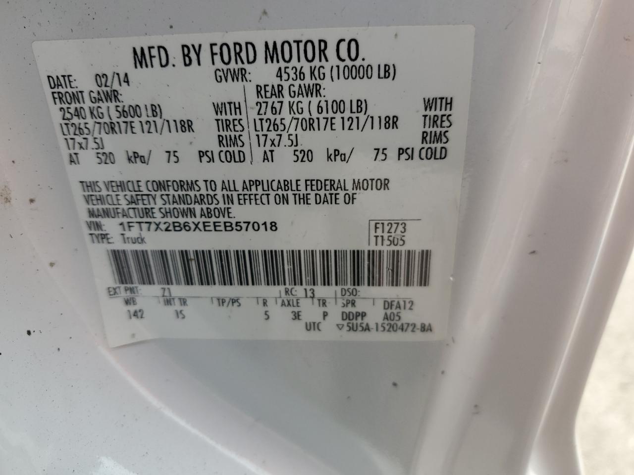 1FT7X2B6XEEB57018 2014 Ford F250 Super Duty