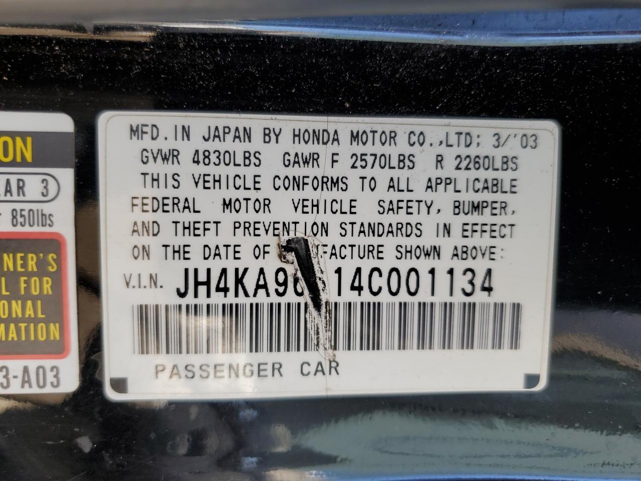 JH4KA96614C001134 2004 Acura 3.5Rl