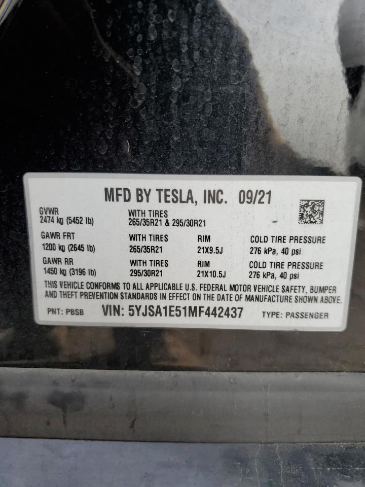 5YJSA1E51MF442437 2021 Tesla Model S