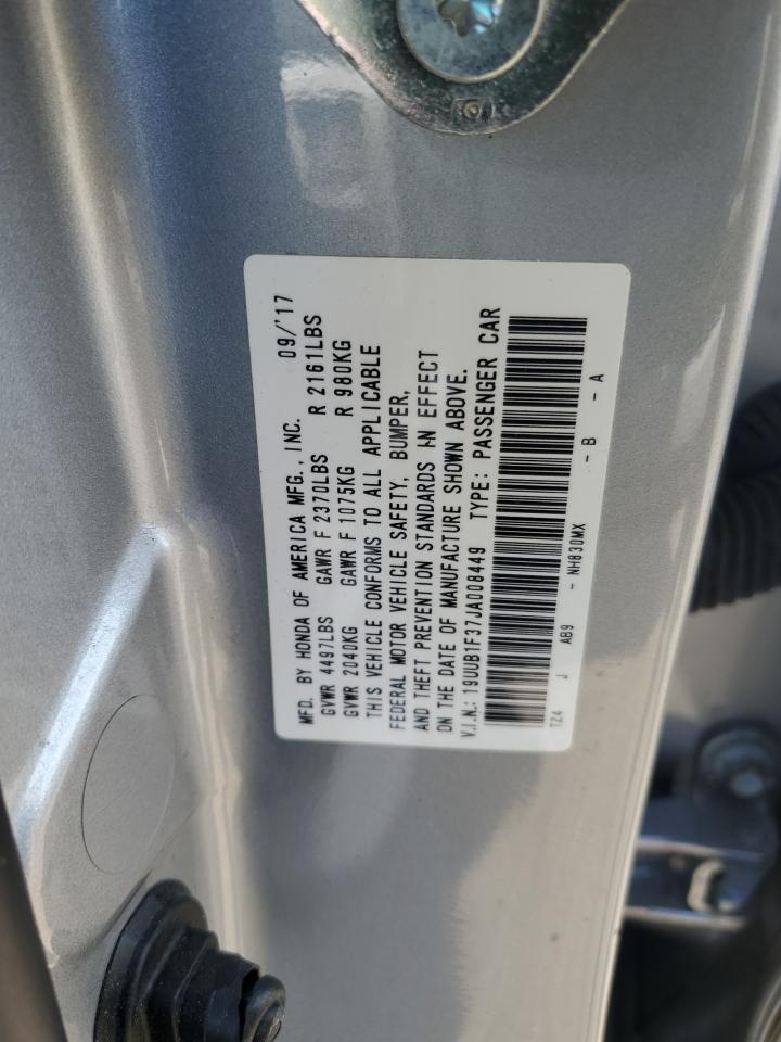 19UUB1F37JA008449 2018 Acura Tlx