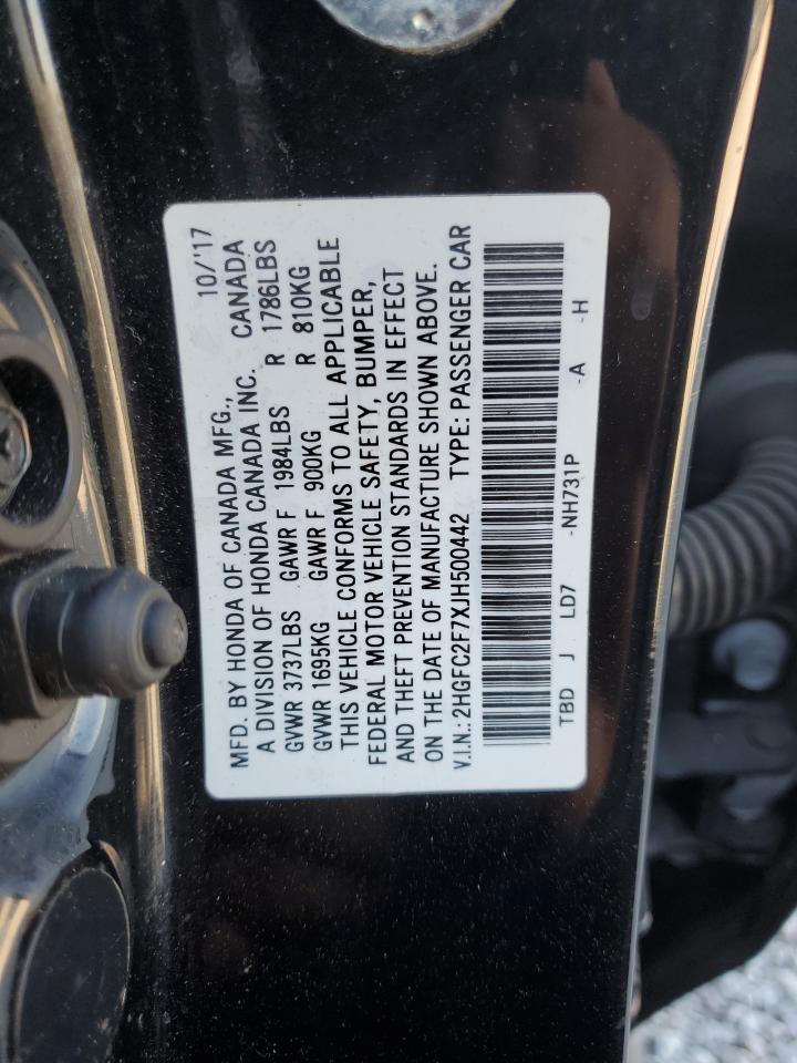 2HGFC2F7XJH500442 2018 Honda Civic Ex