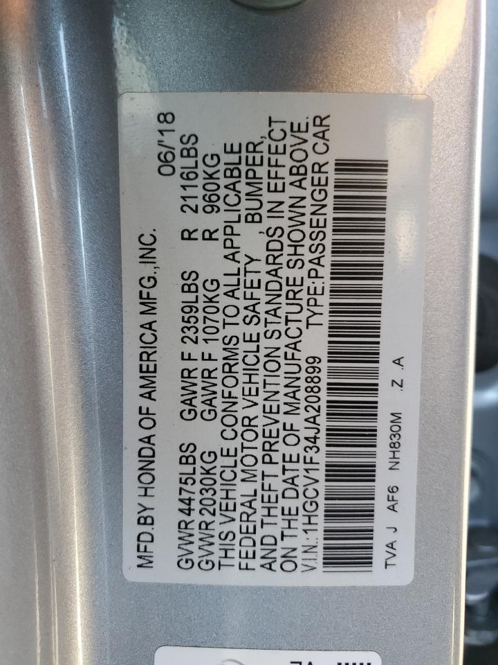 1HGCV1F34JA208899 2018 HONDA ACCORD - Image 12