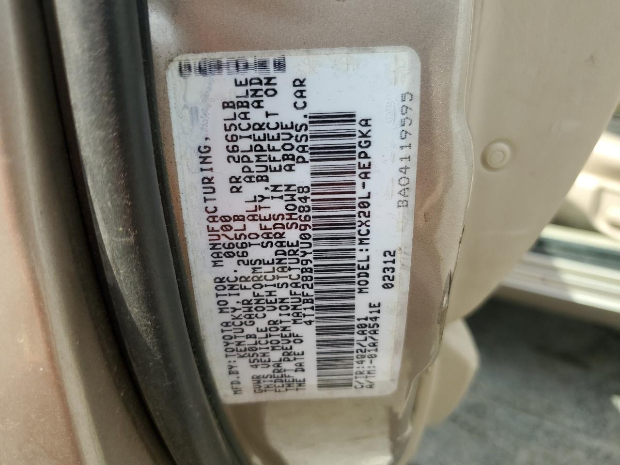 4T1BF28B9YU096848 2000 Toyota Avalon Xl