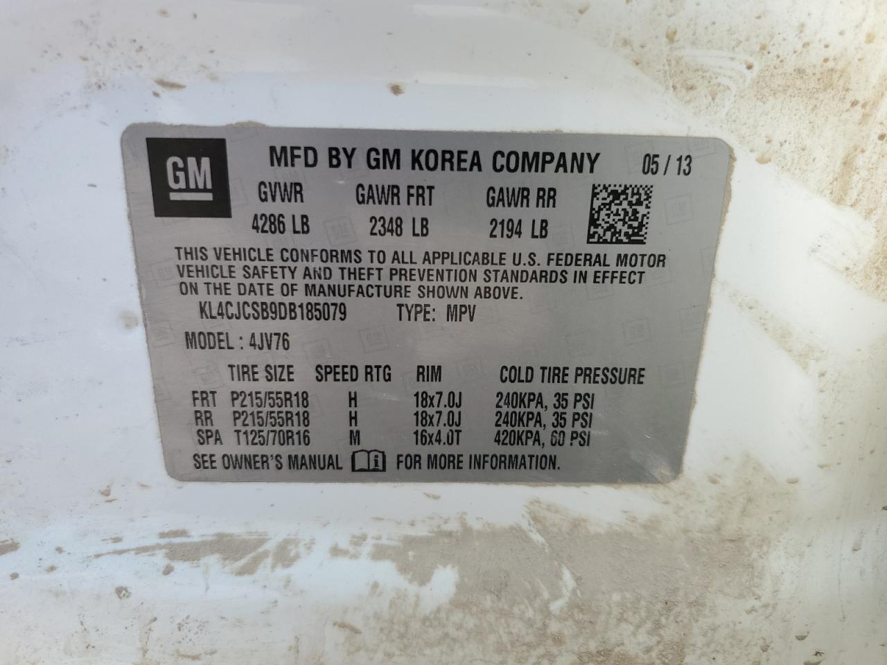 KL4CJCSB9DB185079 2013 Buick Encore