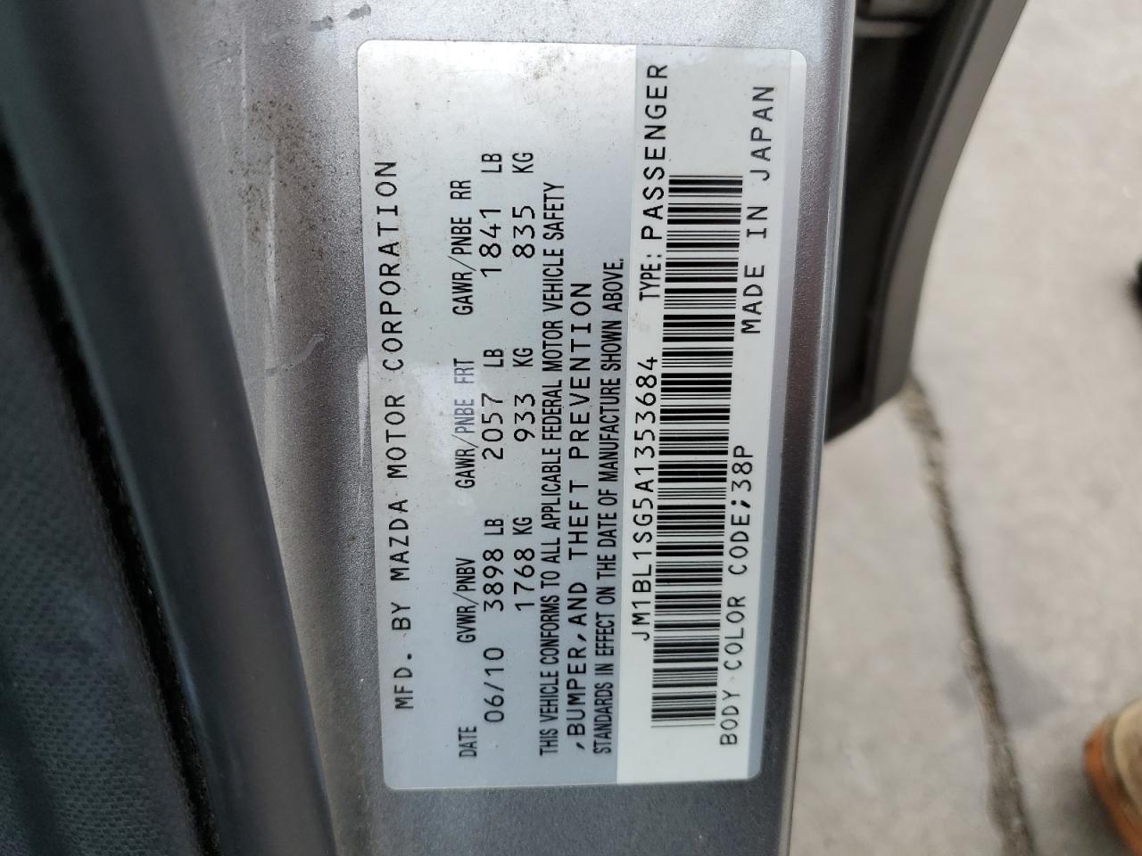 JM1BL1SG5A1353684 2010 Mazda 3 I