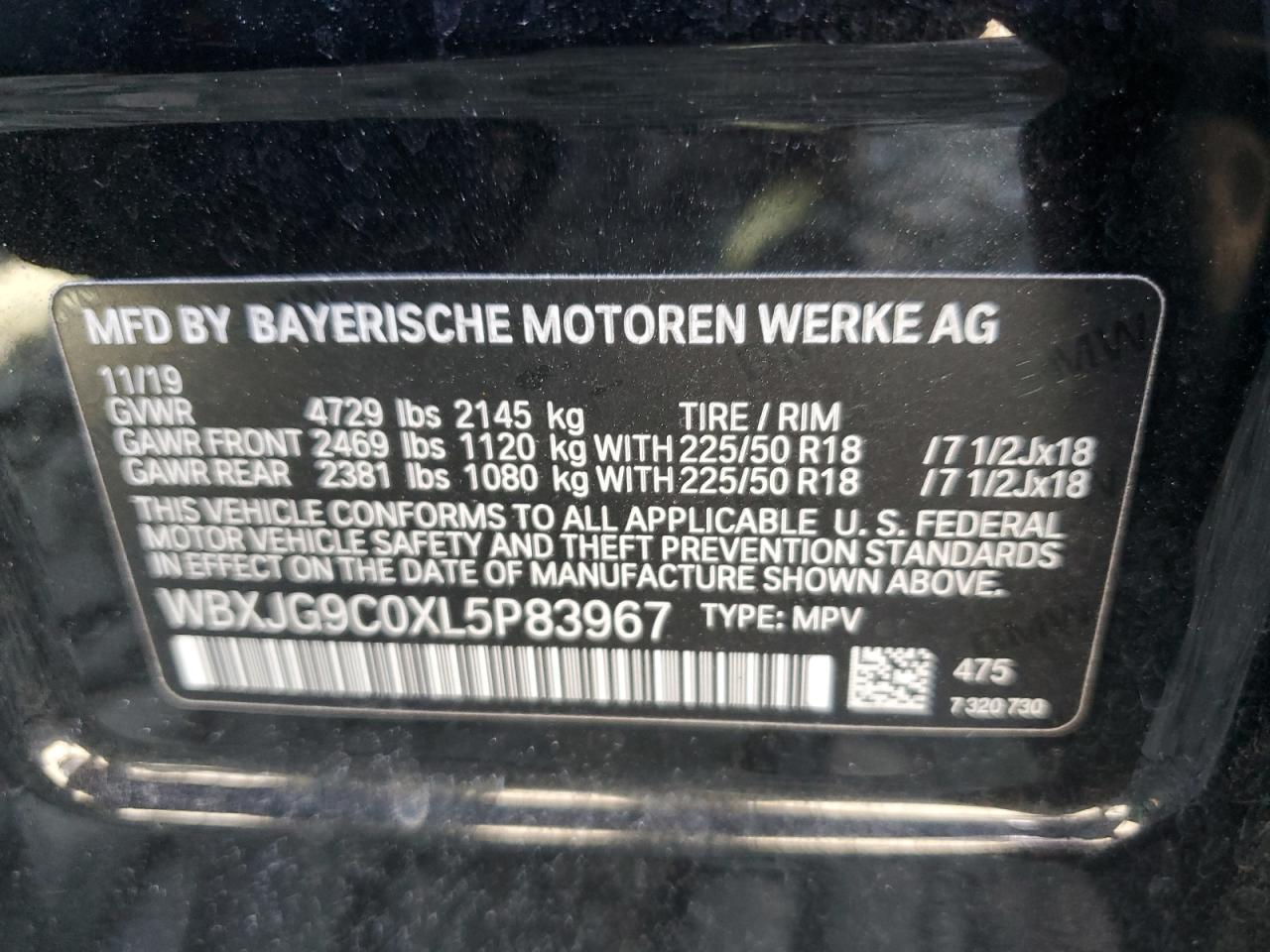 WBXJG9C0XL5P83967 2020 BMW X1 xDrive28I