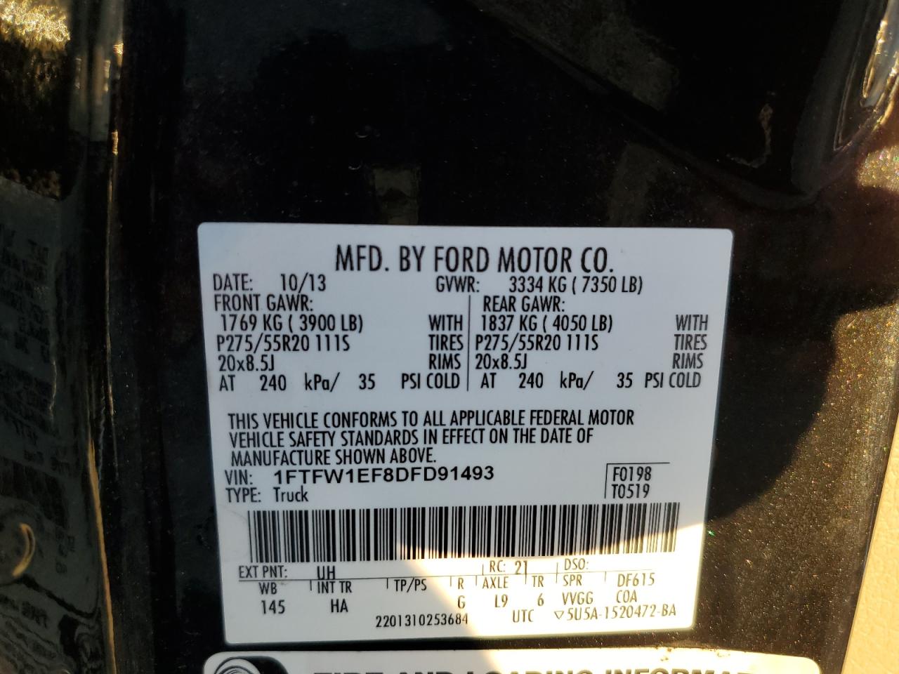 1FTFW1EF8DFD91493 2013 Ford F150 Supercrew