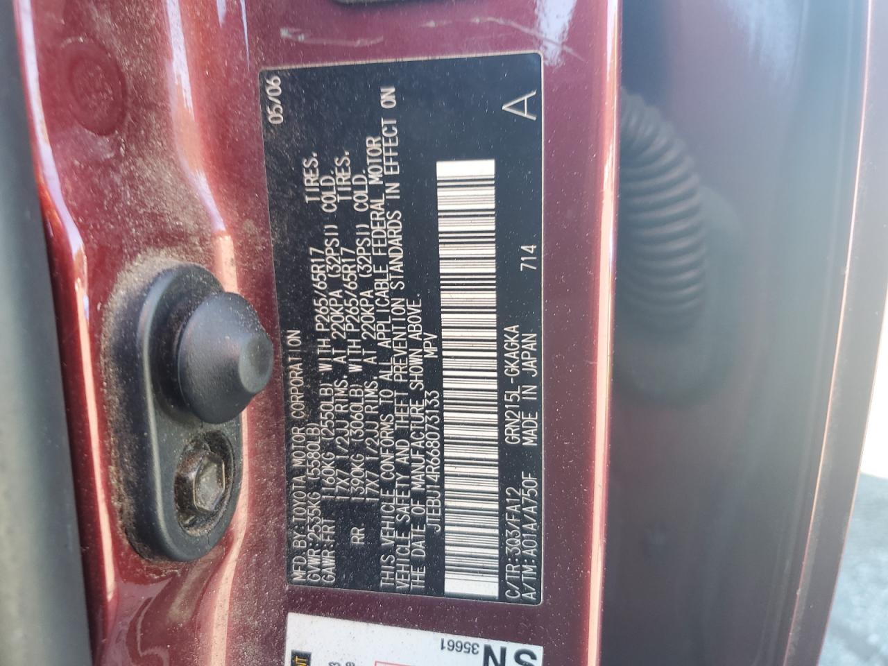 JTEBU14R668073133 2006 Toyota 4Runner Sr5