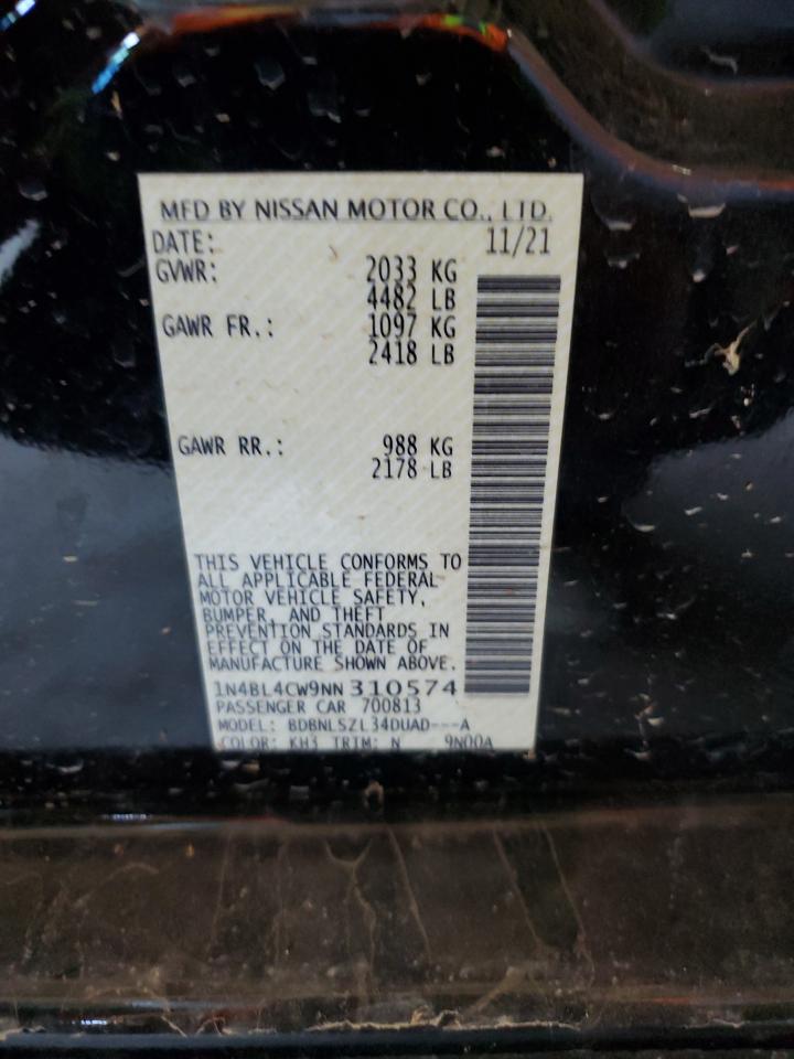 1N4BL4CW9NN310574 2022 Nissan Altima Sr