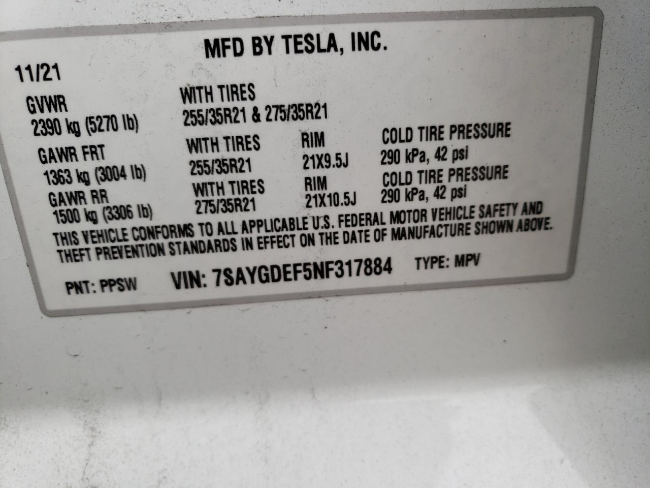 2022 Tesla Model Y VIN: 7SAYGDEF5NF317884 Lot: 71314644