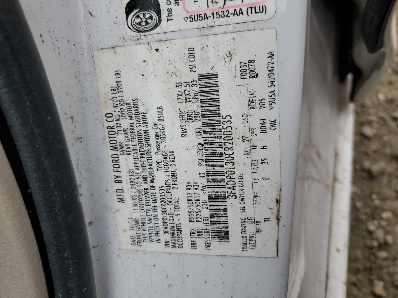 3FADP0L30CR200535 2012 Ford Fusion Hybrid