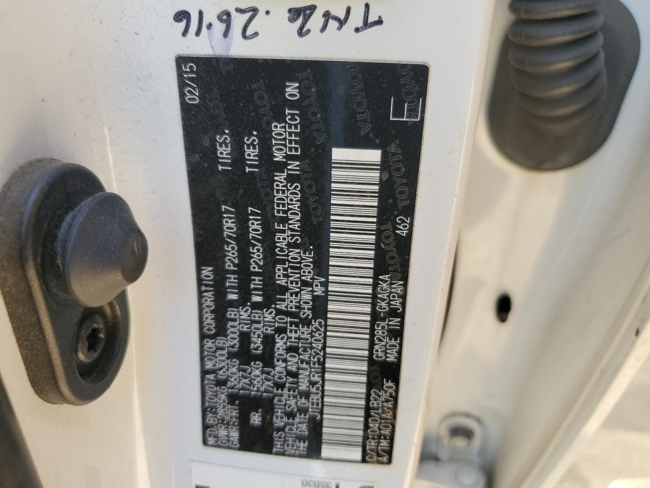 JTEBU5JR1F5240625 2015 Toyota 4Runner Sr5