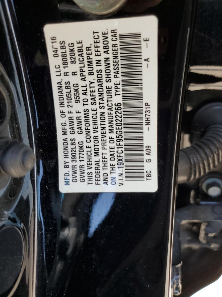 19XFC1F95GE022266 2016 Honda Civic Touring 19XFC1F95GE022266 2016 Honda Civic Touring