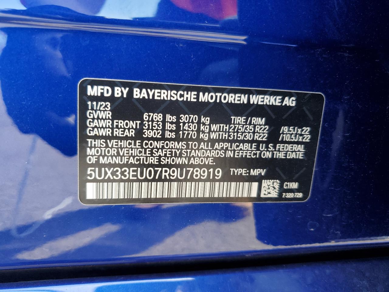 5UX33EU07R9U78919 2024 BMW X5 M60I