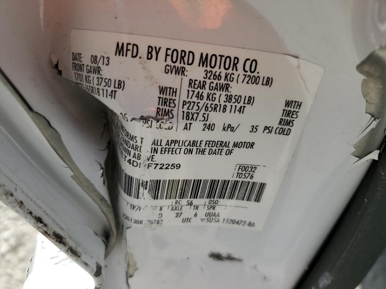 1FTFX1ET4DKF72259 2013 Ford F150 Super Cab