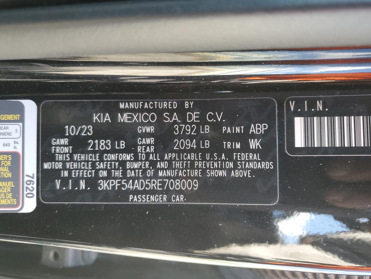 3KPF54AD5RE708009 2024 Kia Forte Gt Line