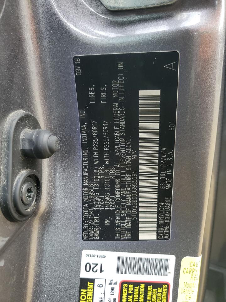 5TDYZ3DC0JS935094 2018 TOYOTA SIENNA - Image 13