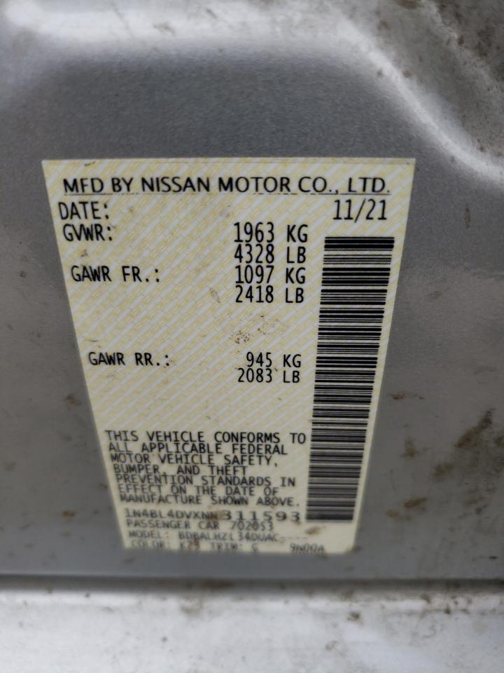 1N4BL4DVXNN311593 2022 Nissan Altima Sv