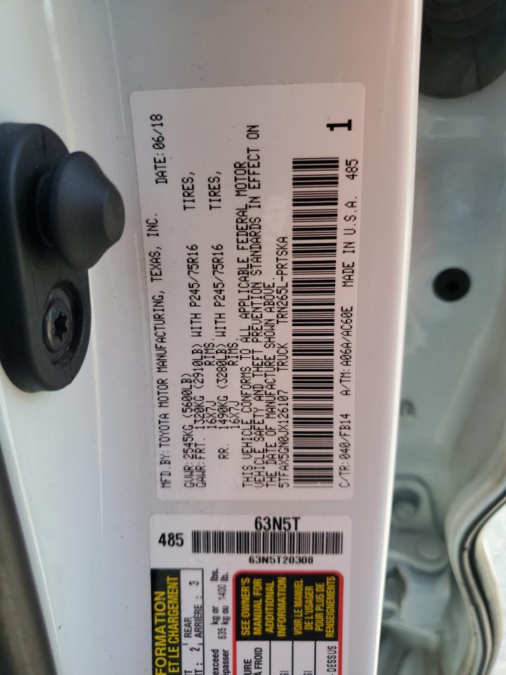 5TFAX5GN0JX126107 2018 Toyota Tacoma Double Cab