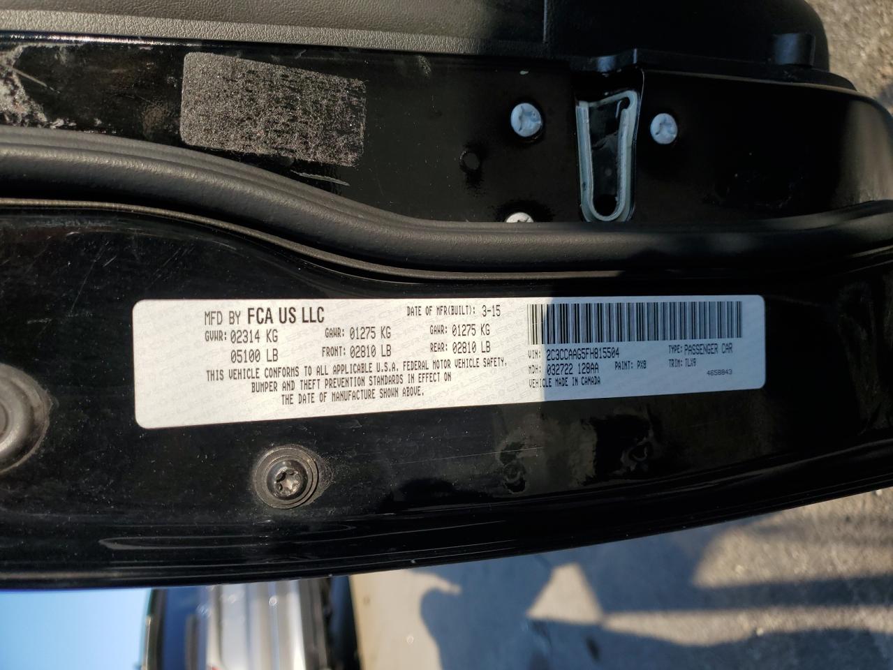 2015 Chrysler 300 Limited VIN: 2C3CCAAG5FH815504 Lot: 71188924