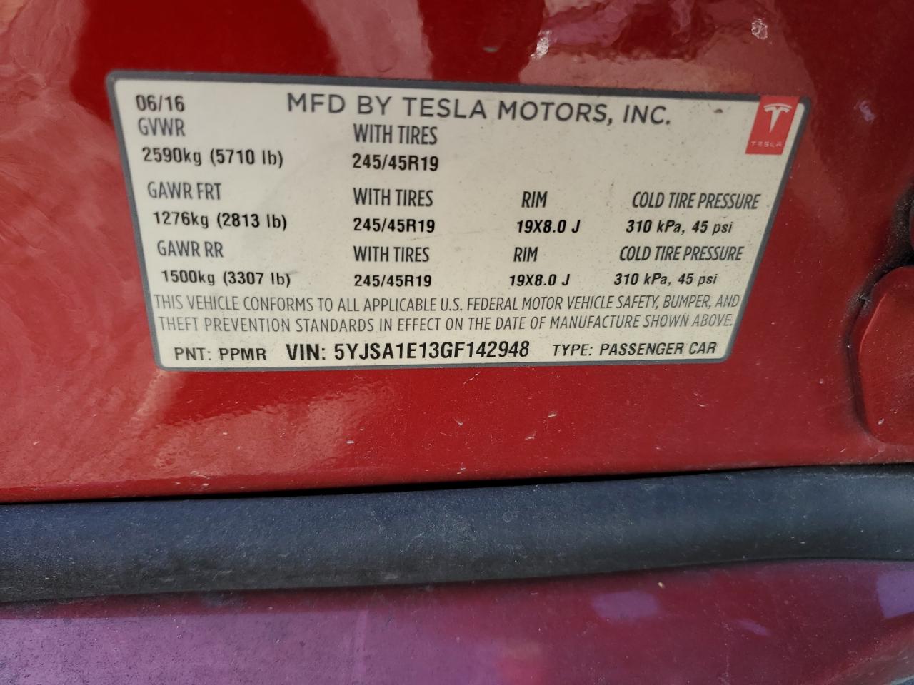 5YJSA1E13GF142948 2016 Tesla Model S