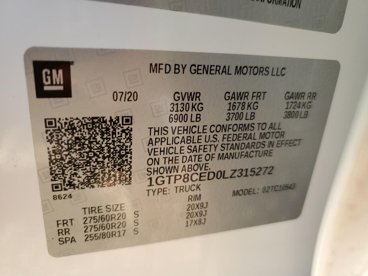 1GTP8CED0LZ315272 2020 GMC Sierra C1500 Elevation