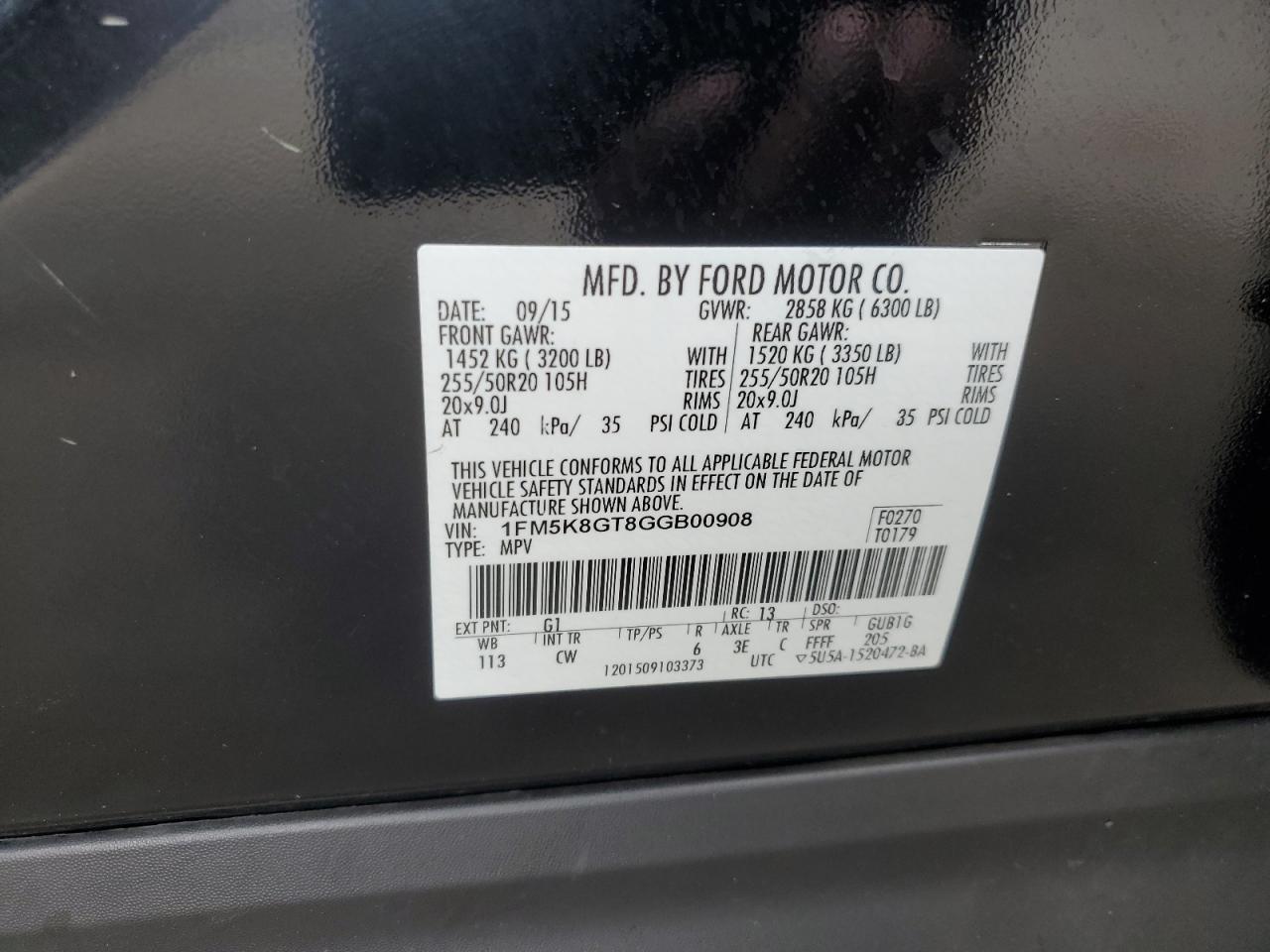 1FM5K8GT8GGB00908 2016 FORD EXPLORER - Image 15