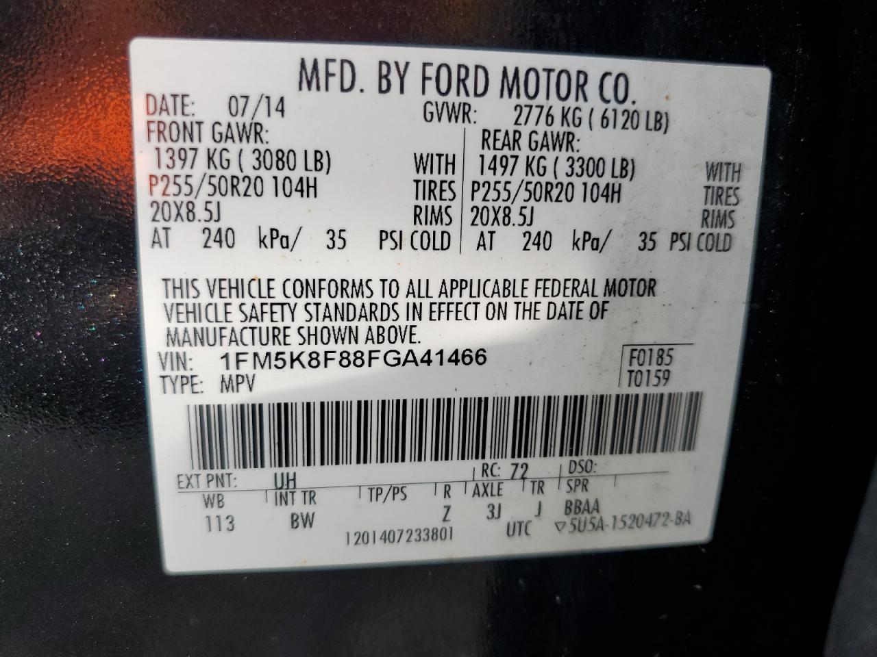 1FM5K7B91FGA94552 2015 Ford Explorer