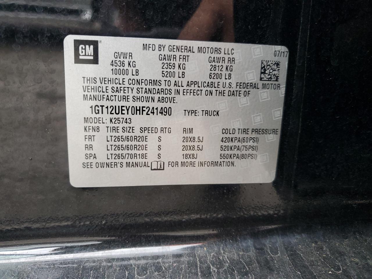 1GT12UEY0HF241490 2017 GMC Sierra K2500 Denali