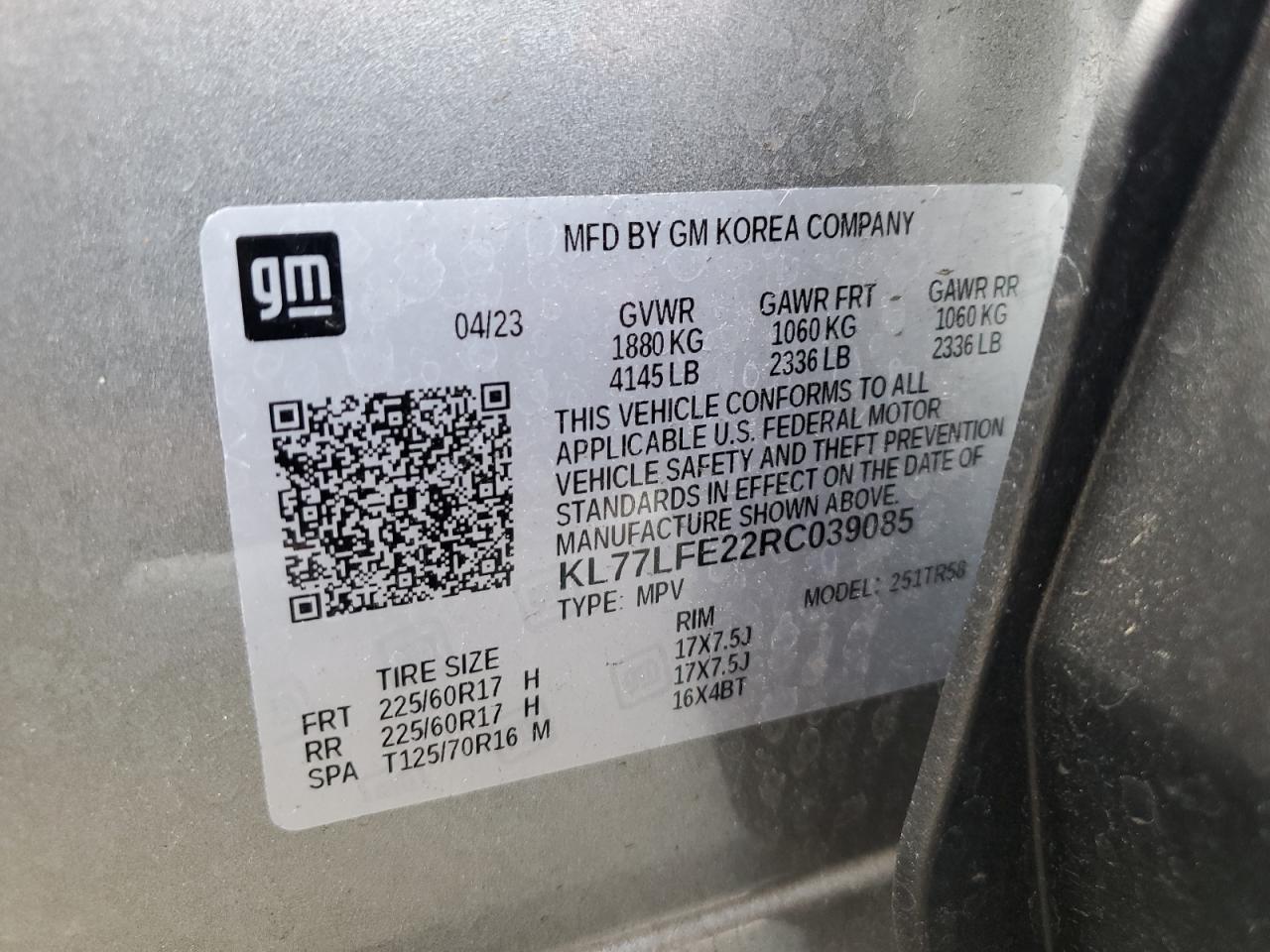 VIN KL77LFE22RC039085 2024 CHEVROLET TRAX no.13