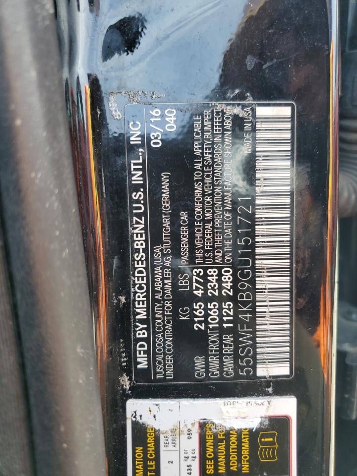 2016 Mercedes-Benz C 300 4Matic VIN: 55SWF4KB9GU151721 Lot: 72025024