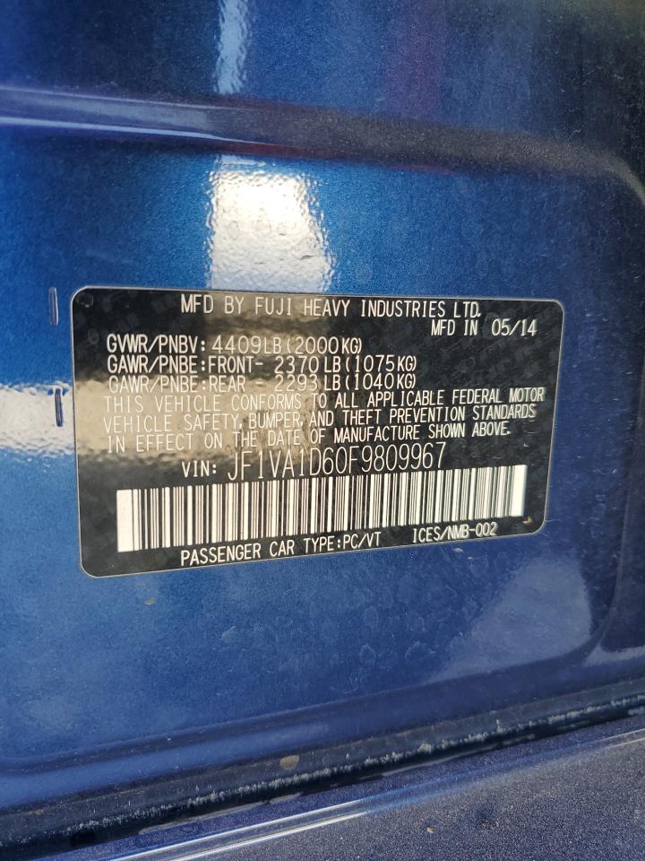 2015 Subaru Wrx Premium VIN: JF1VA1D60F9809967 Lot: 72084064