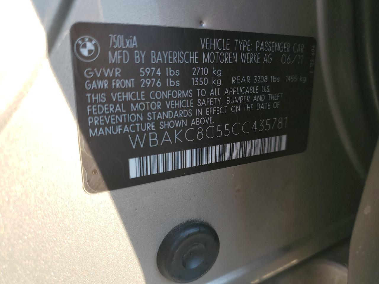 WBAKC8C55CC435781 2012 BMW 750 Lxi